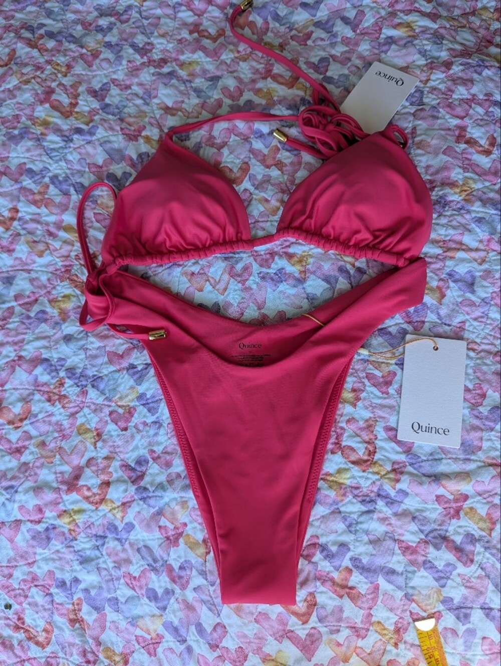 Quince Italian Triangle Bikini Top And High Leg Bottoms Set